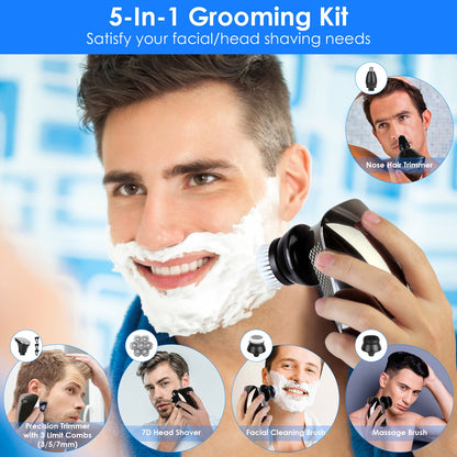 5-in-1 bald head electric shaver and water proof grooming kit