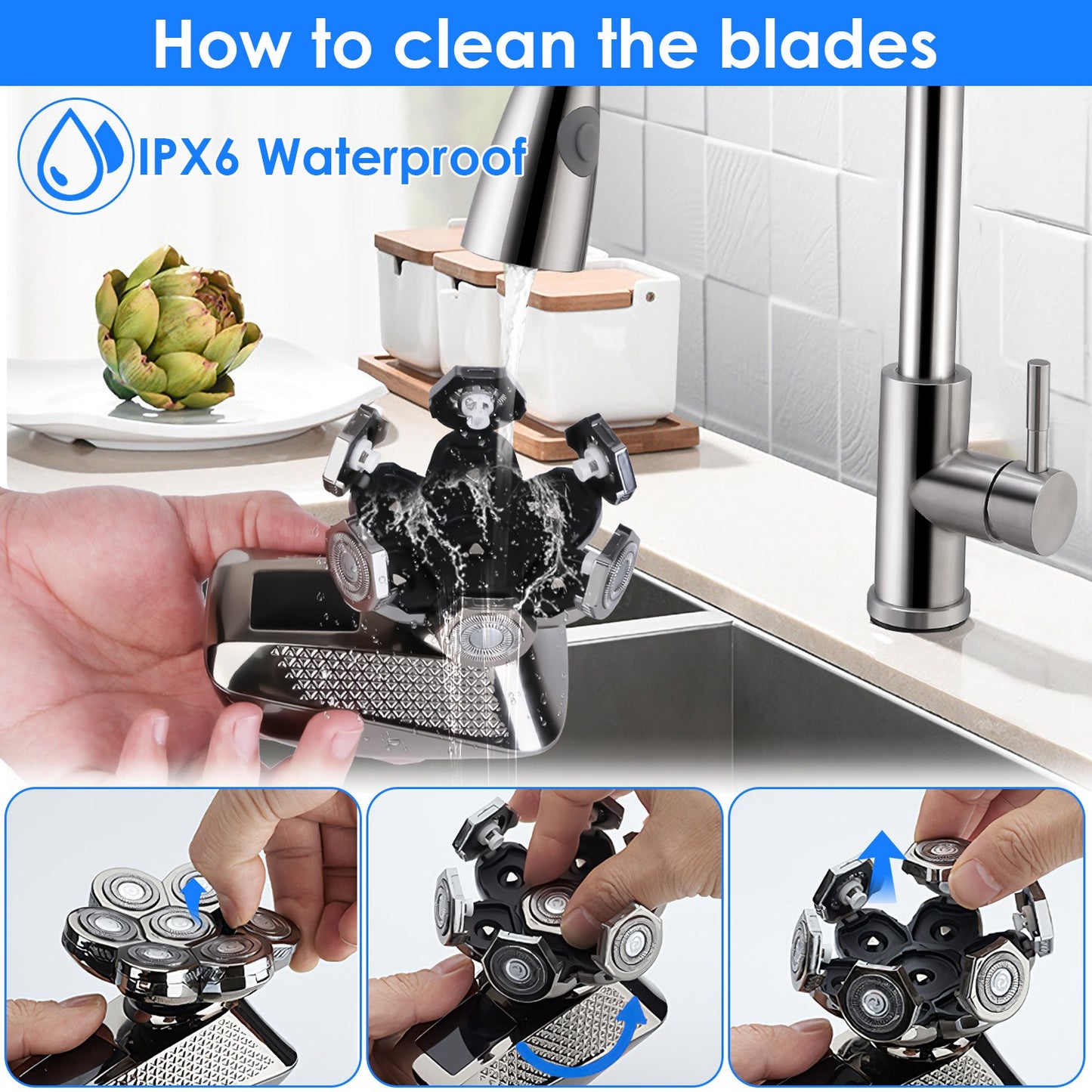 5-in-1 bald head electric shaver and water proof grooming kit