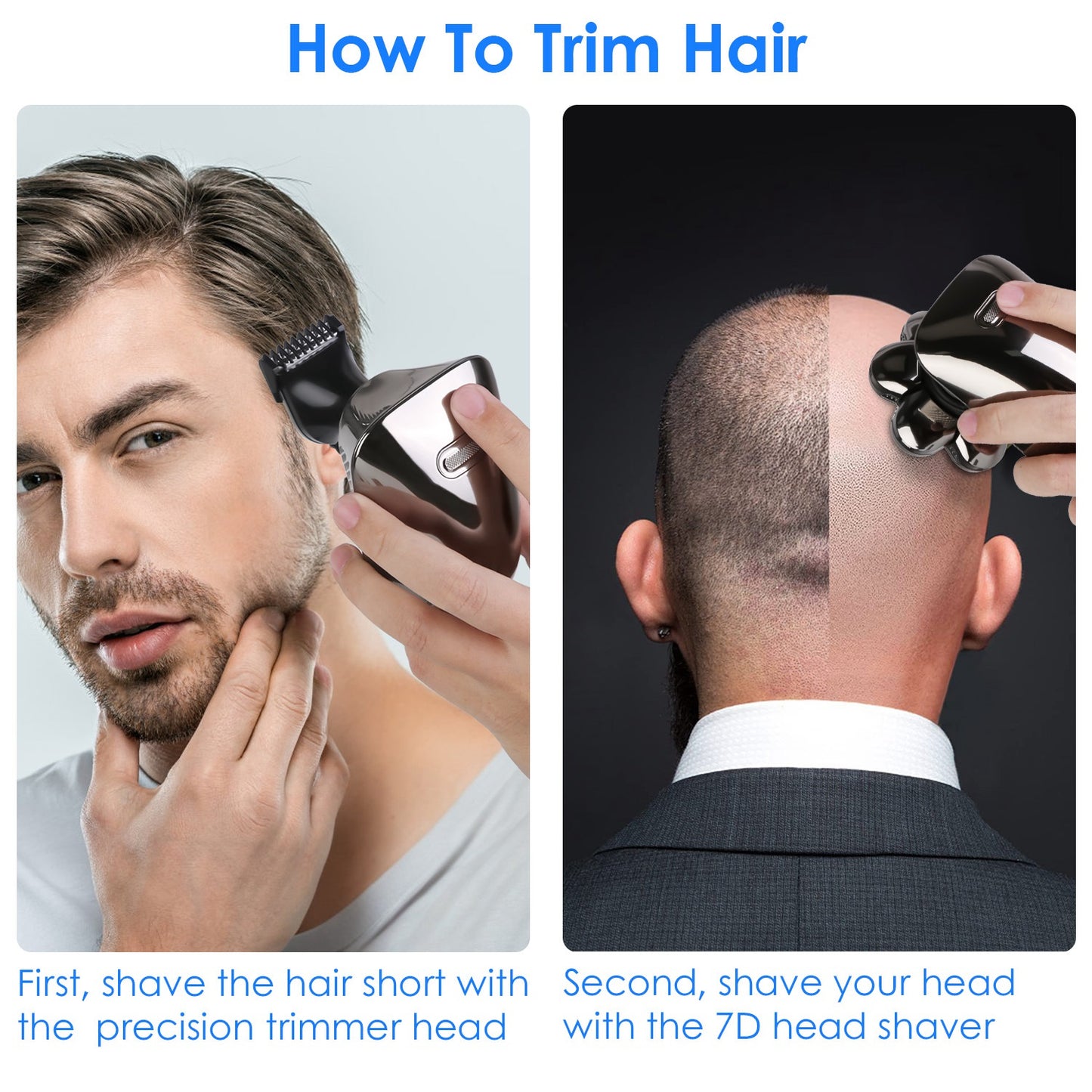 5-in-1 bald head electric shaver and water proof grooming kit